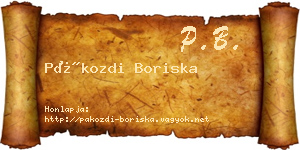 Pákozdi Boriska névjegykártya